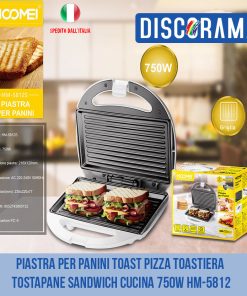 PIASTRA PER PANINI TOAST PIZZA TOASTIERA TOSTAPANE SANDWICH CUCINA 750W HM-5812