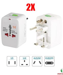 2X ADATTATORE INTERNAZIONALE CORRENTE UNIVERSALE PRESA ELETTRICA SPINA VIAGGIO