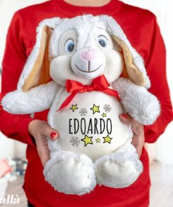 Peluche Natalizio Personalizzabile con Nome, Stelle e Fiocchi di Neve – Idea Regalo Natale