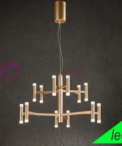 CANDLES ORO Sospensione Lampadario Led 68W Design Moderno
